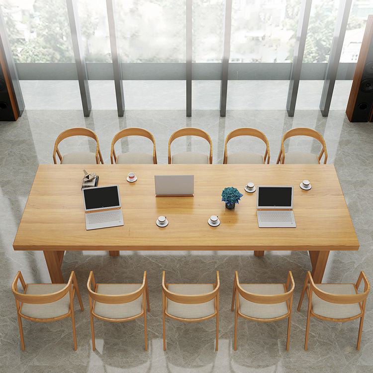 Rectangle Industrial Dining Room Table Pine Solid Wood Table with Double Pedestal