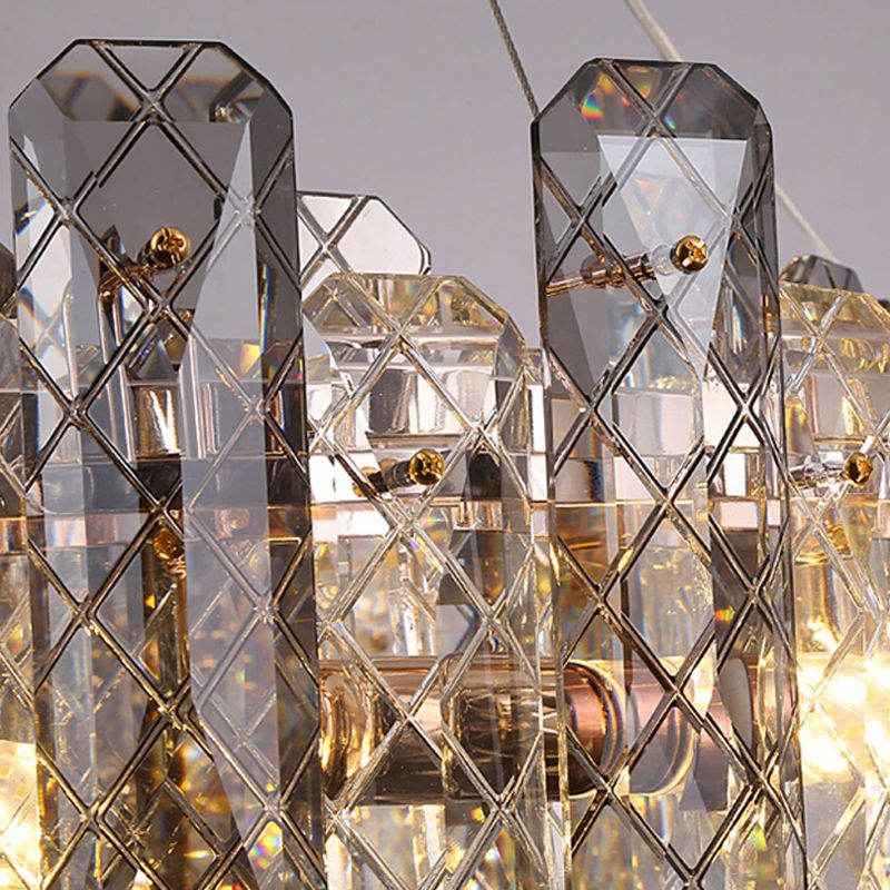 Wheel Shape Pendant Chandeliers Contemporary Style Crystal Chandelier Lights in Grey