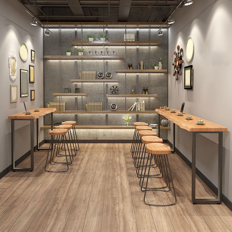 Industrial Rectangle Wood Bar Table Sled Base Dining Table for Kitchen