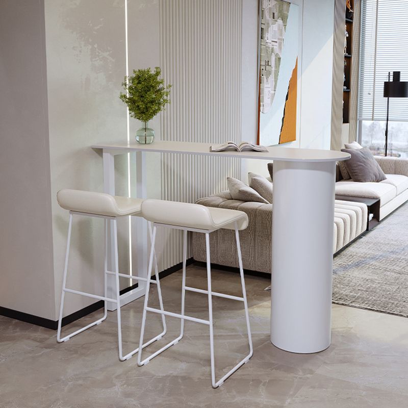 Metal and Stone Pub Set 1/2/3 Pcs Modern Indoor Bar Table with Upholstered Stools