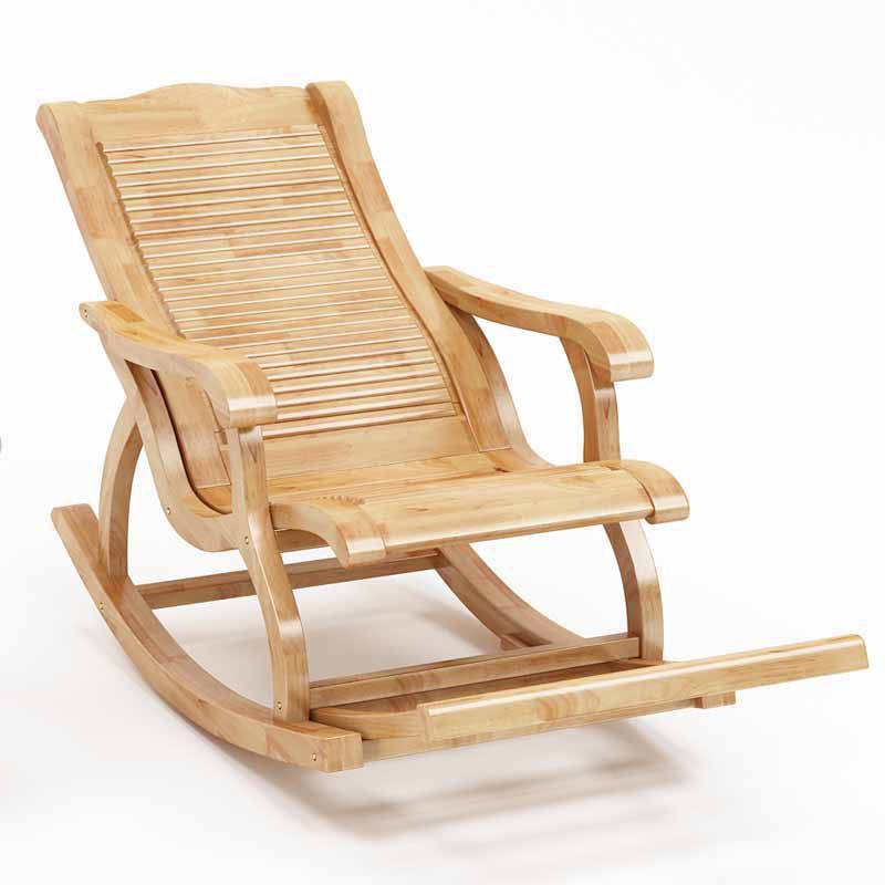 Traditional Rocking Chair Rubber Wood Trapezoidal Back Solid Color Indoor Rocking Chair