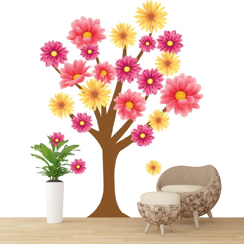 Illustration Flowering Tree Murals Whole Wall Covering for Home Decor, Made to Measure