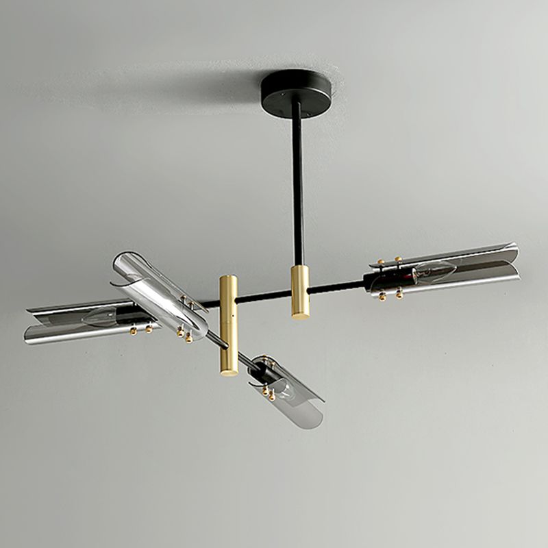 Glazen geometrische hanglamp in moderne creatieve stijl smeedijzeren kroonluchter voor eetkamer