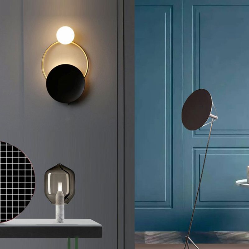 Lámpara de pared circular de hierro de pared de pared de 2 luces de lujo de lujo para espacios interiores