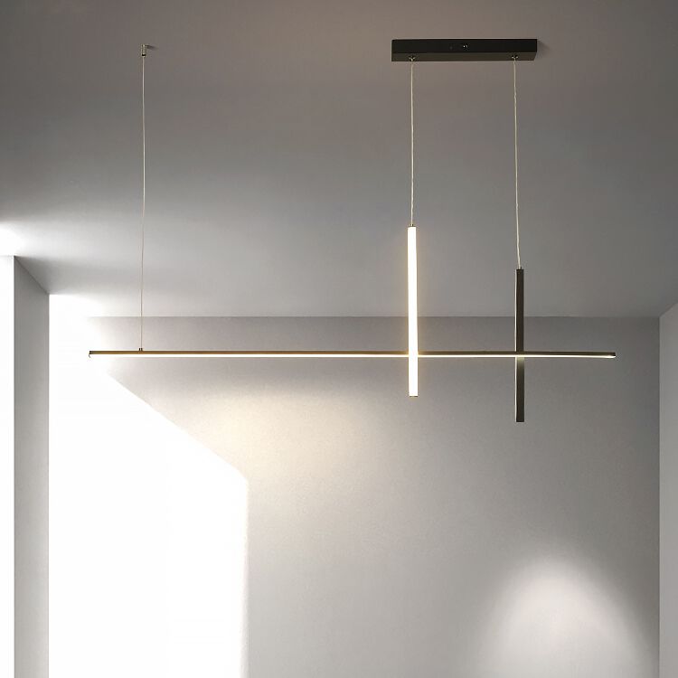 Modern lineair eiland plafondlicht metalen kroonluchter verlichtingsarmaturen met acrylschaduw