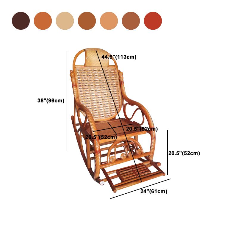 Spindle Antique Rocking Chair Wicker Rocker Chair 24" x 44.5" x  37.8" for Living Room