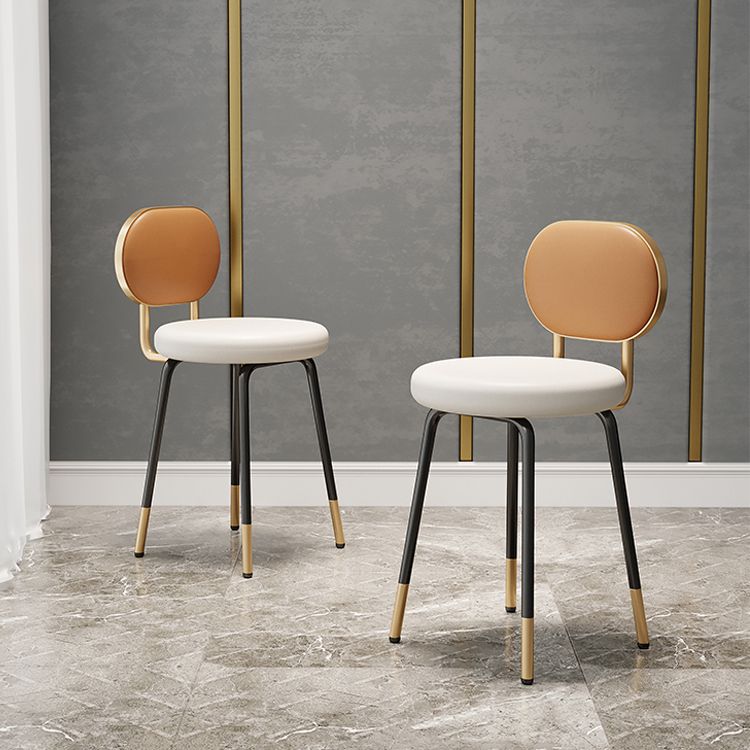 Silla lateral de piel sintética con respaldo abierto de diseño nórdico, sillas sin brazos