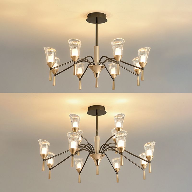 Conical Chandelier Postmodern Acrylic Gold Suspension Light for Living Room