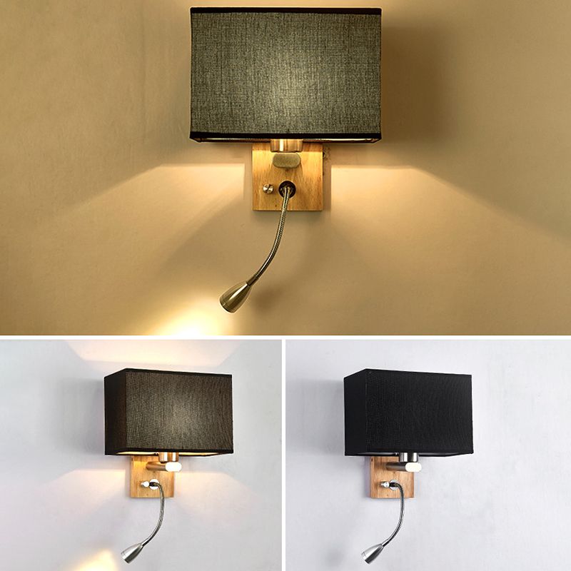 Simplicidad de tela Simplicidad Mini Mini Spotlight Diseño Lámpara de lectura de madera para dormitorio