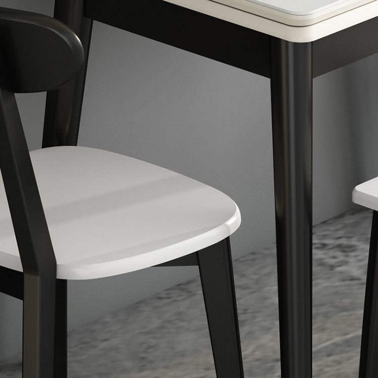Modern Tempered Stone Top Dining Room Set 4 Legs Base for Kitchen