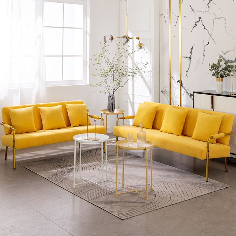 Modern Macaroon Velvet Sofa Tuxedo Arm Standard Tight Back Sofa