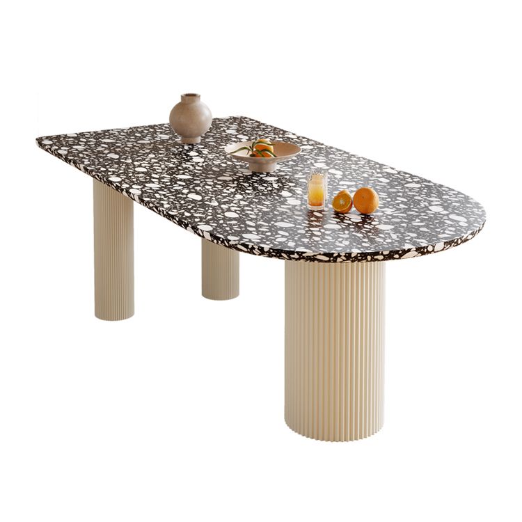 Free Form Contemporary Dining Table for Home Stone Dinette Table with 3 Legs