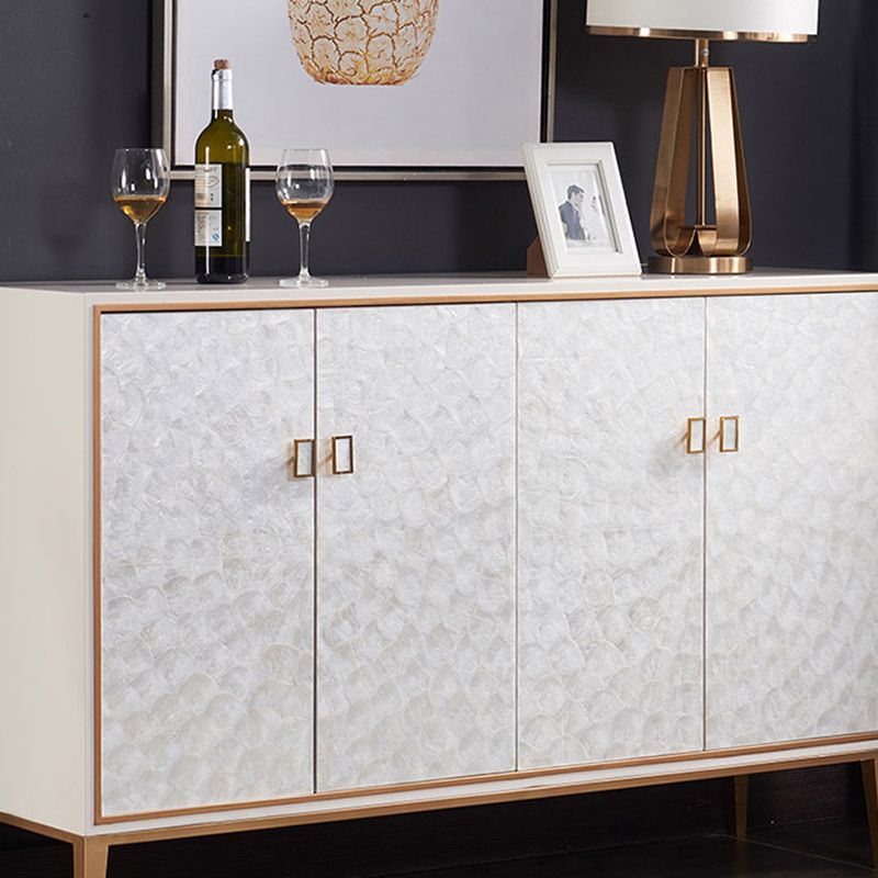 Modern Living Room Buffet Wood and Metal Sideboard Buffet in White