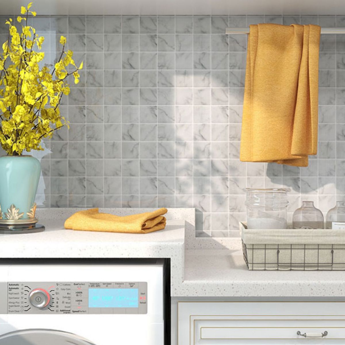 Modern Wallpaper Peel and Stick Backsplash Tile PVC Peel and Stick Tile for Bathroom