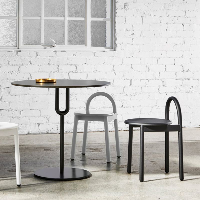 Modern Circular Wood Top Barstool Metal 4 Legs Bar Stool for Living Room