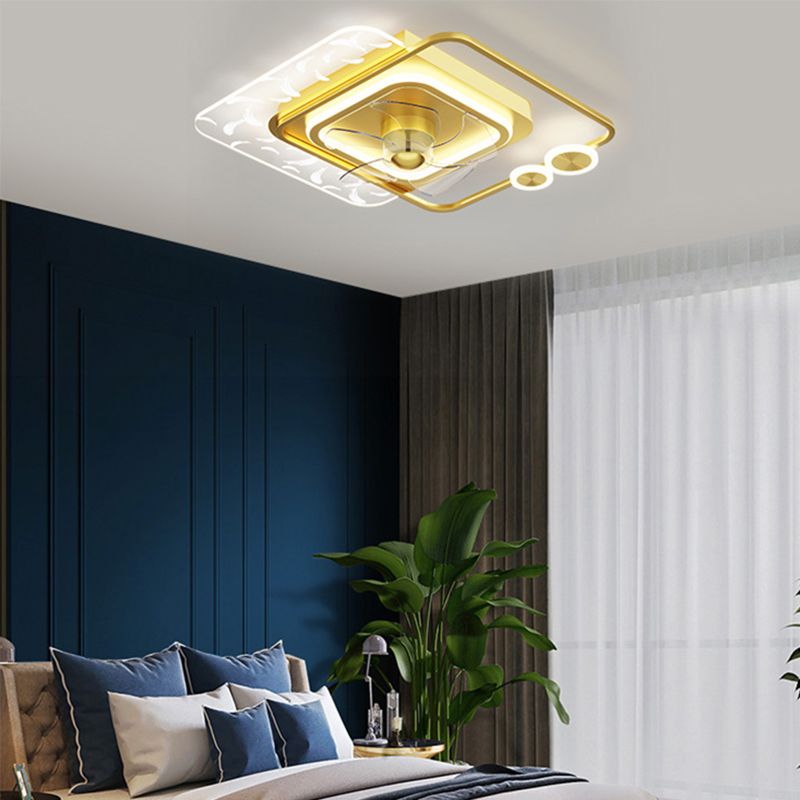 Minimalistische Feder Deckenlüfter Leuchte Acryl Wohnzimmer LED SEMI -MOG -Leuchte