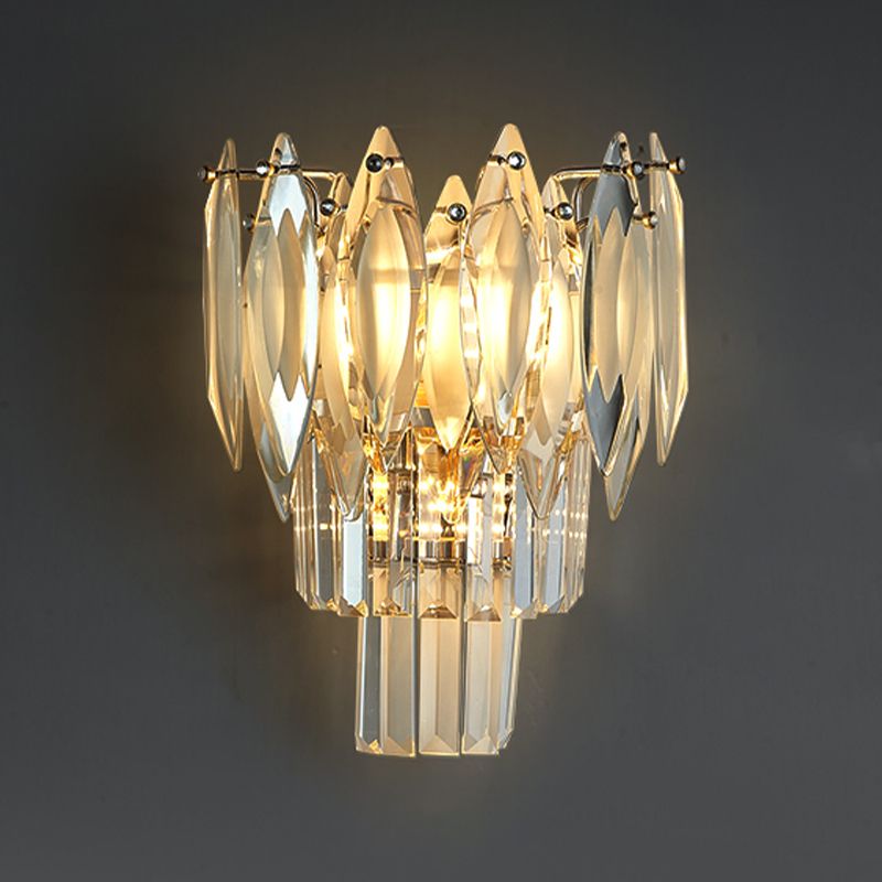 Modern Style Three-Tier Wall Light Crystal 3 Lights Sconces for Bedroom