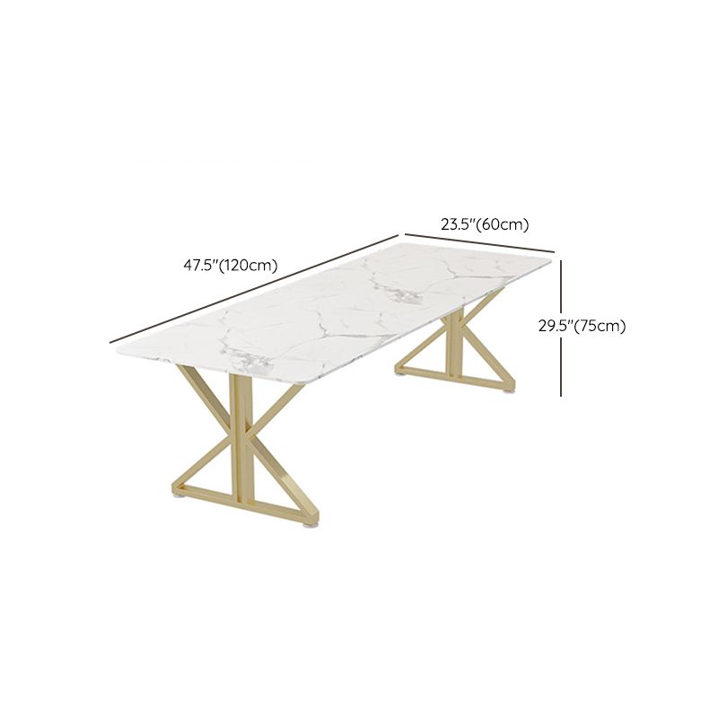 Metal Modern Style Dining Table Sintered Stone Top Table for Dining Room