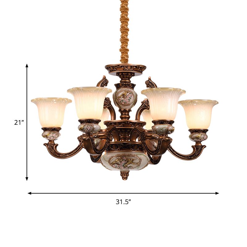 Metaal Swooping arm plafond kroonluchter traditionele stijl 6/8 lichten logeerkamer ophanging licht