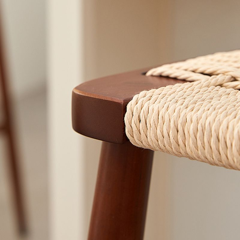 Contemporary Cherry Solid Wood Backless Bar Stool with Footrest