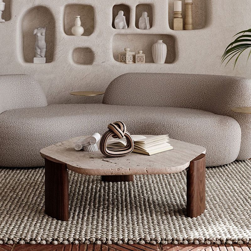 Contemporary Hexagon Coffee Table 3 Legs Stone Coffee Cocktail Table