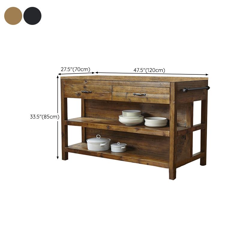 Contemporary Stationary Kitchen Island Set Solid Wood Kitchen Island Set for Dining Room