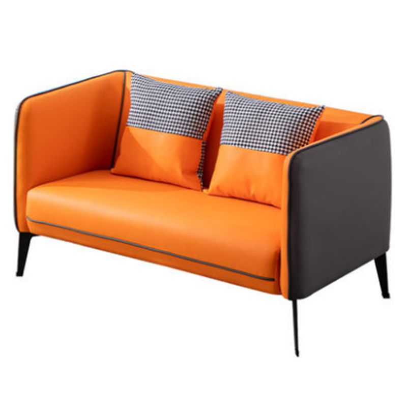 Genuine Leather Sofa 28.74" D x 28.74" H Tuxedo Arm Sofa for Living Room