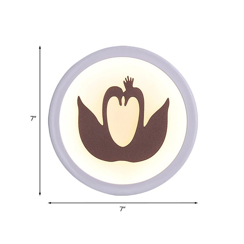 Swan silhouette mur mural lampe minimaliste de fer blanc de fer blanc à lad la lumière de la lumière pour chambre à coucher