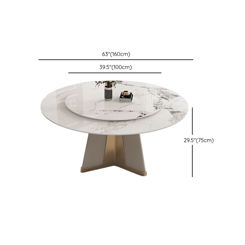 Modern Round Dinner Table Steel Base Stone Dining Table for Home