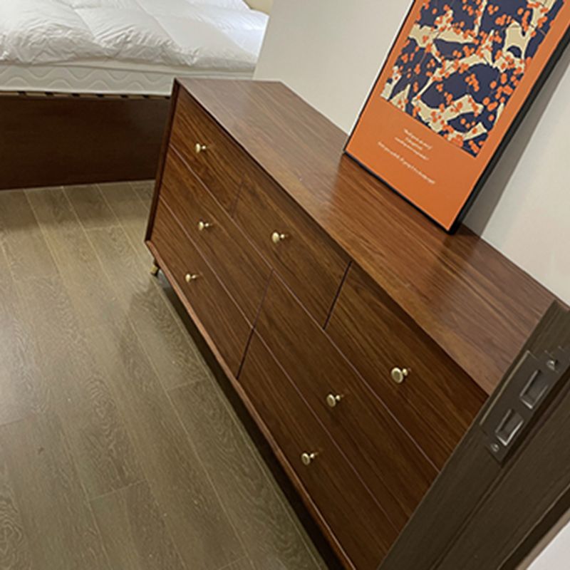 Glam Chest Bedroom Solid Wood Storage Chest in Brown with Drawers