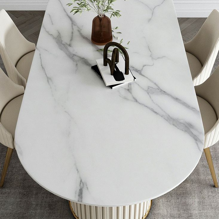 Traditional Luxury Dining Table Stone Dining Table with Double Pedestal