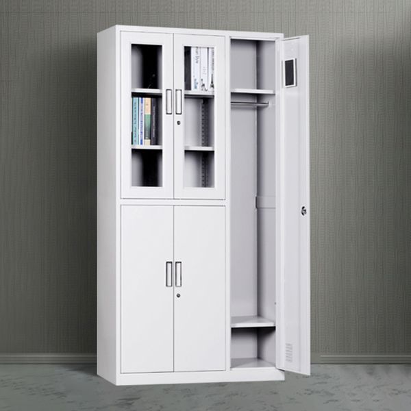 Metal Gray Cabinet for Bathroom Contemporary Storage Cabinet with Hinged Doors
