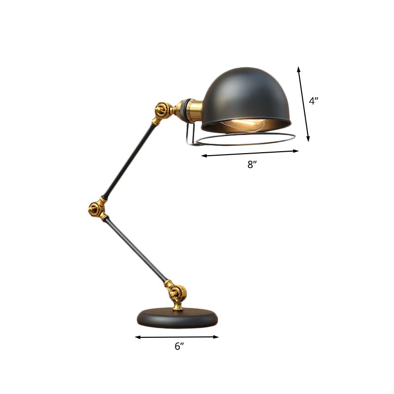 1 Lampenkuppel Task Light Industrial Black Finish Metallic Tischlampe mit Ringdetail und Schwungarm, 6,5 "/8" Breite