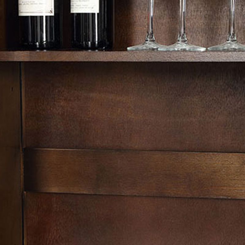 Traditional Rubber Wood Display Stand Glass Doors Hutch Cabinet with Doors for Dining Room