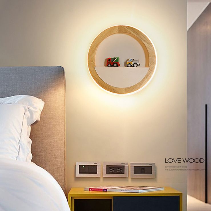 Lámpara de pared de madera de luz de pared de estilo minimalista nórdico