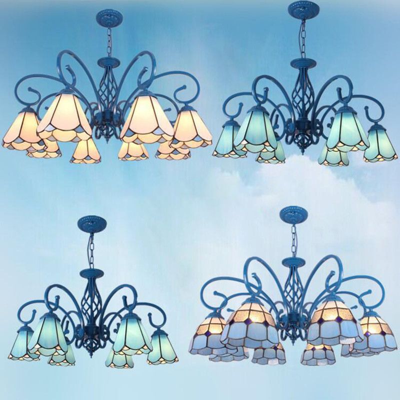 Arte artesanal multicolor lámparas de lámparas de lámpara de lámpara de desplazamiento candelabro mediterráneo