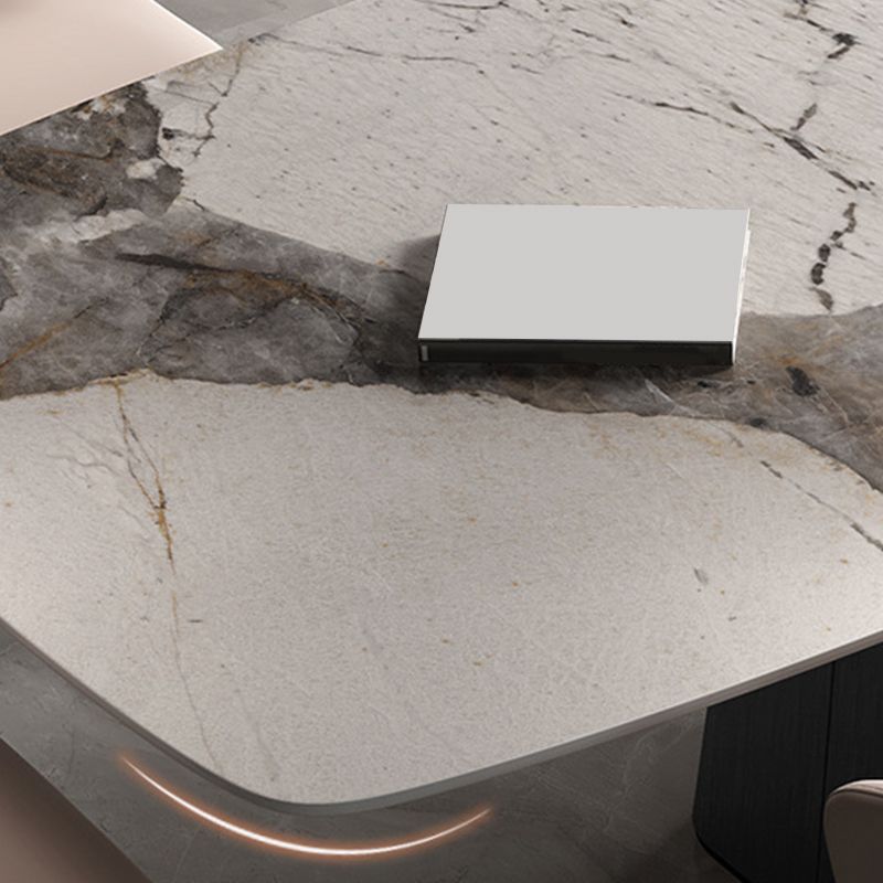 Modern Dining Rectangle Table Sintered Stone Table with Metal Leg for Home