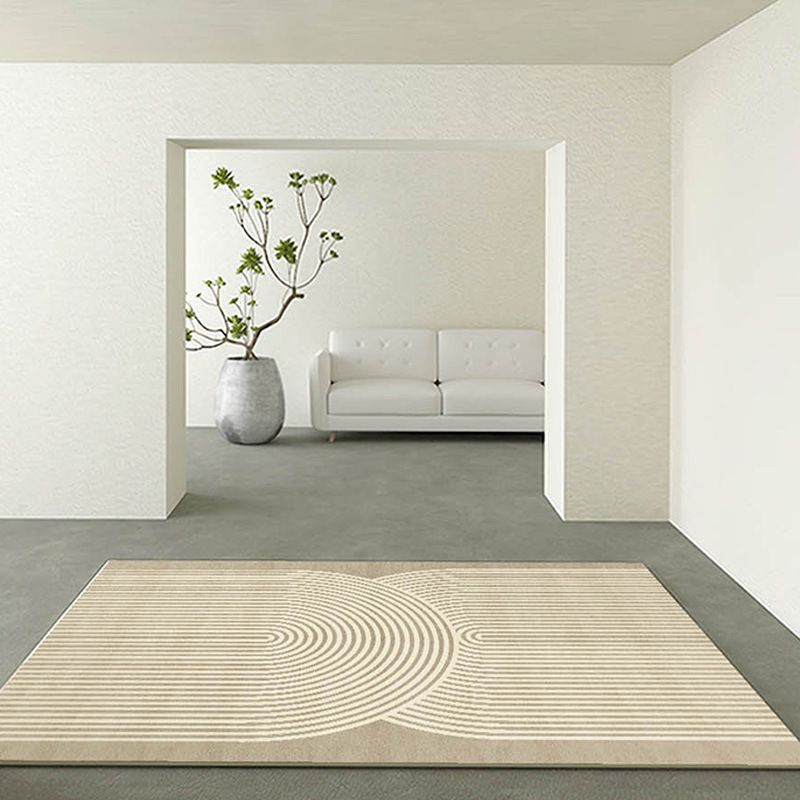 Brown Modern Rug Polyester Stripe Rug Non-Slip Backing Rug for Drawing Room
