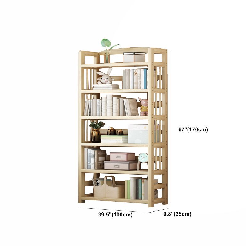 Natural Contemporary Style Standard Bookshelf 9.8-inch W Solid Wood Bookcase