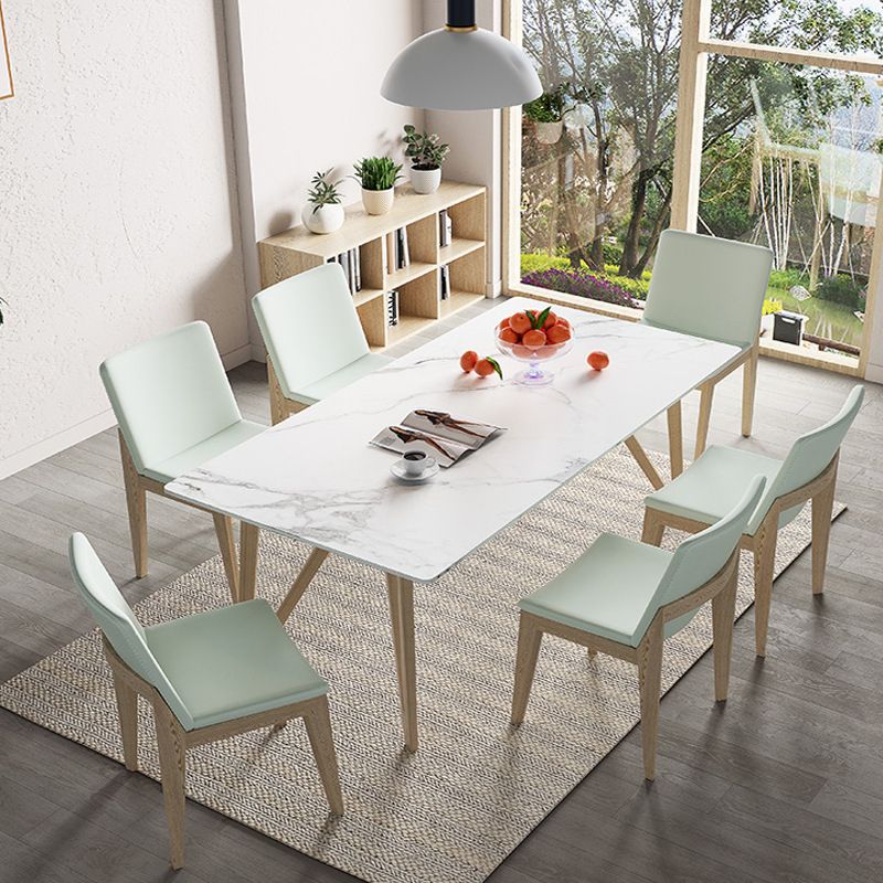 Matte Finish Dining Table Set with Wooden Frame 1/4/5/7 Pieces Glam Dinette Set for Home