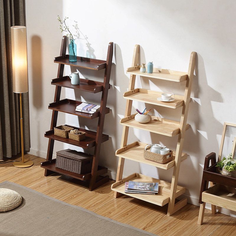 Ladder Bookshelf Modern Wooden Bookcase for Living Room 55.1"H