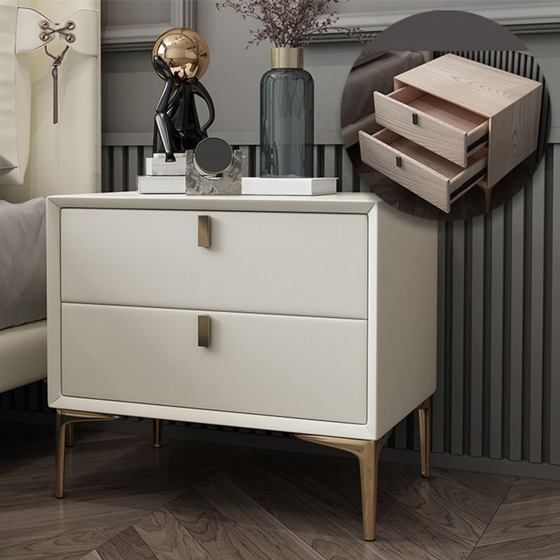 2 Drawer Solid Wood Modern Night Table Drawer Storage Bed Nightstand