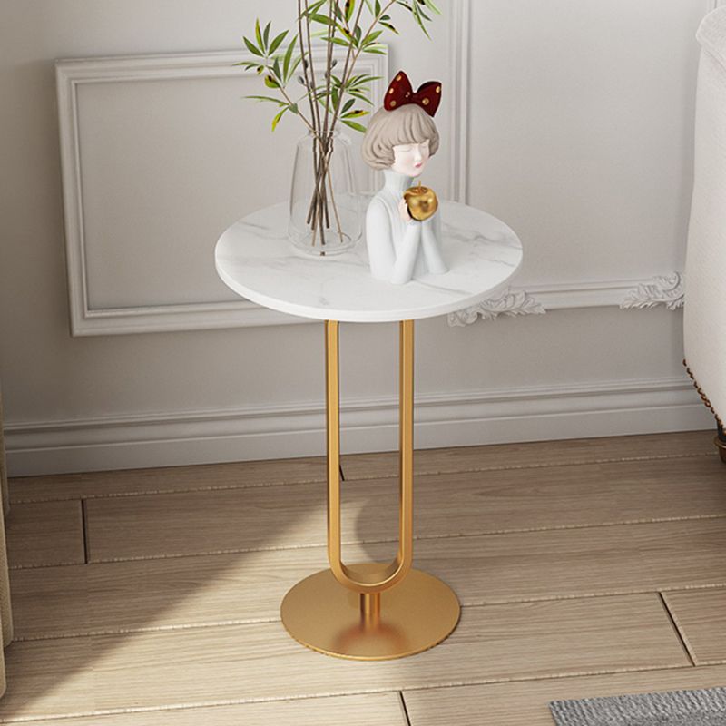 21.65" Tall Pedestal Side Table Modern Style Round Stone Top End Table