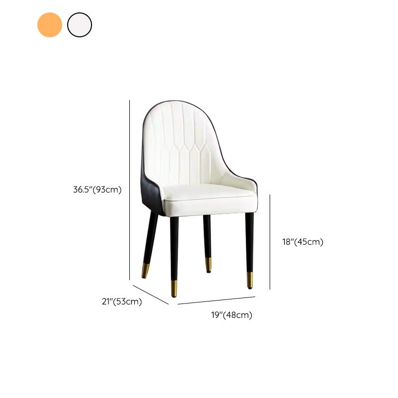 Glam Upholstered Dining Chairs Faux Leather Kitchen Dining Chair with Wood Legs