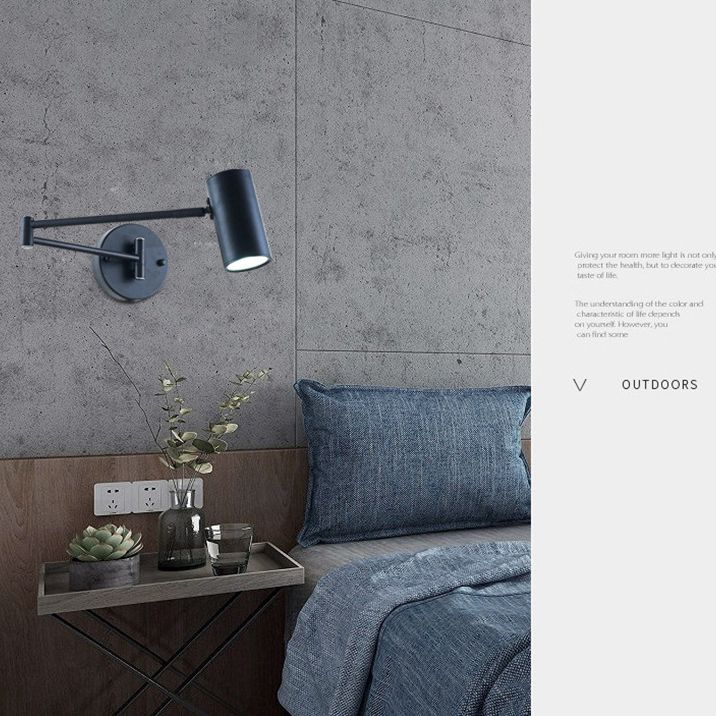 Swing Arm Wall Sconce Modern Minimalist Style Metal 1 Light Sconces for Bedroom