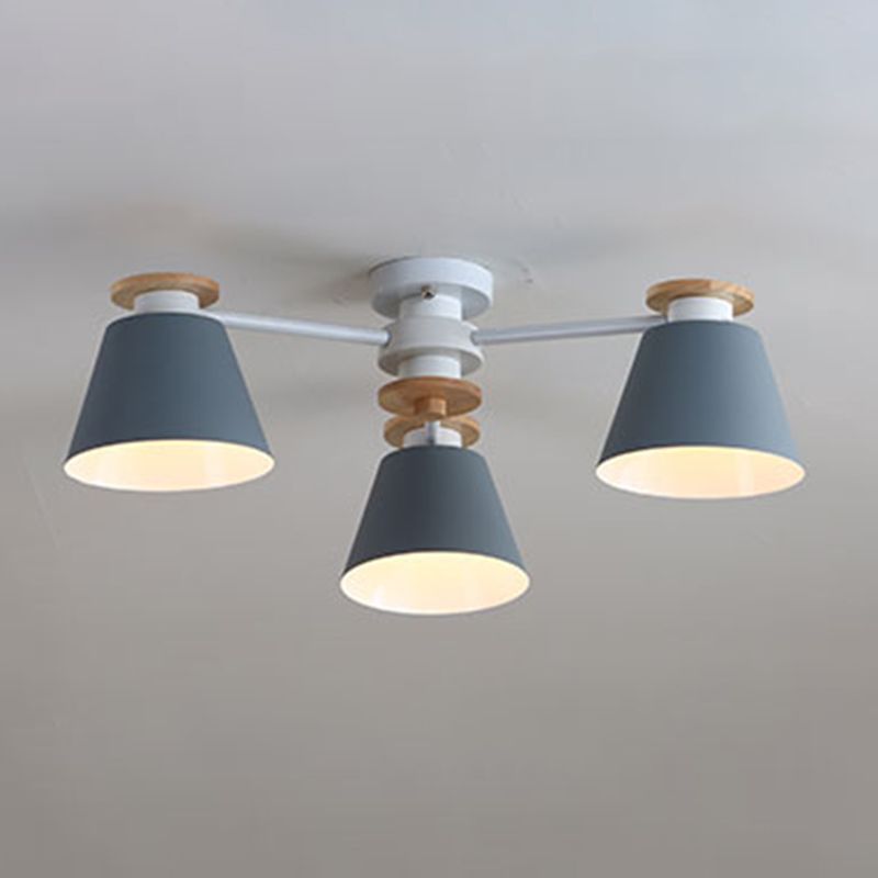 Contemporary Flush Light Fixtures Iron Cone-Shaped Macaron Flush Mount Lamp