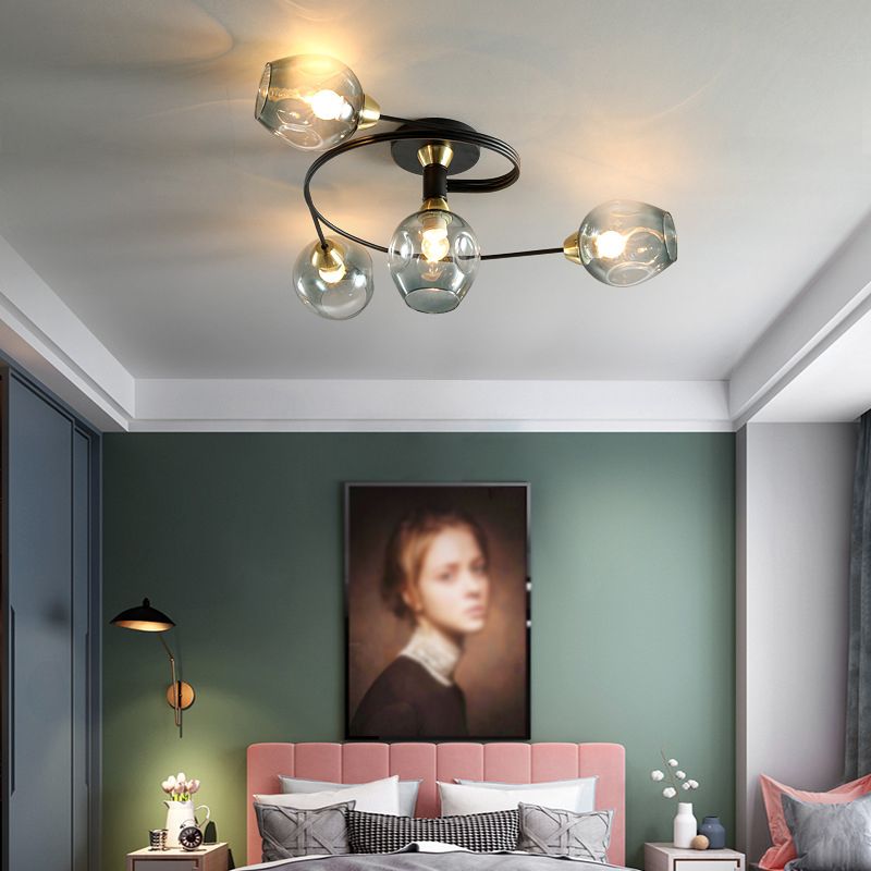 Glass Shaded Ceiling Mount Light Fixture Minimalist Semi Flush Mount Ceiling Fixture