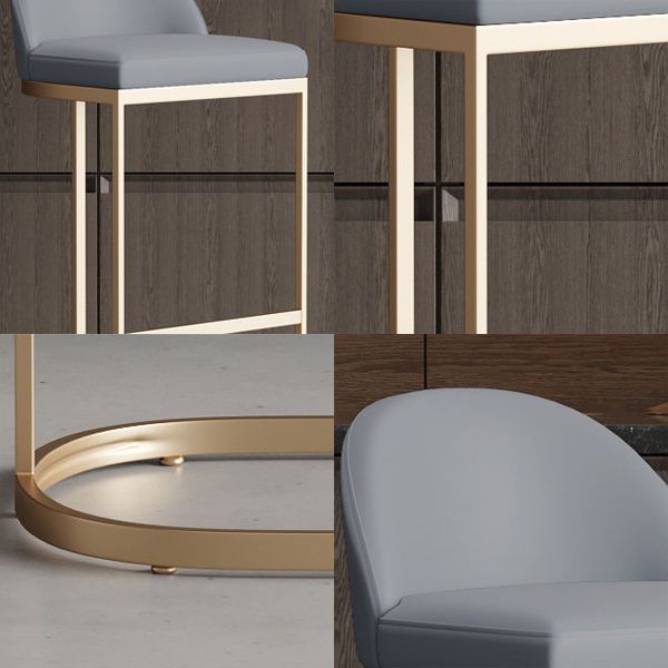 Glam Bucket Dining Stools Low Back Bar Stools with Gold Metal Base