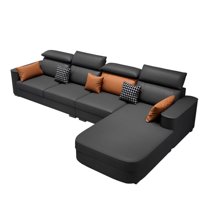 Scandinavian Pillowed Back Cushions Stain-Resistant Faux Leather Sofa