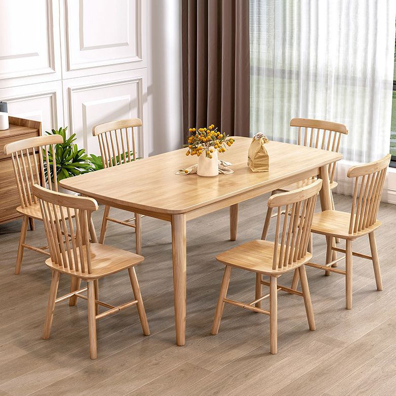 Contemporary Solid Wood Rectangle Shape Dining Set Khaki Standard Dining Set for Kitchen
